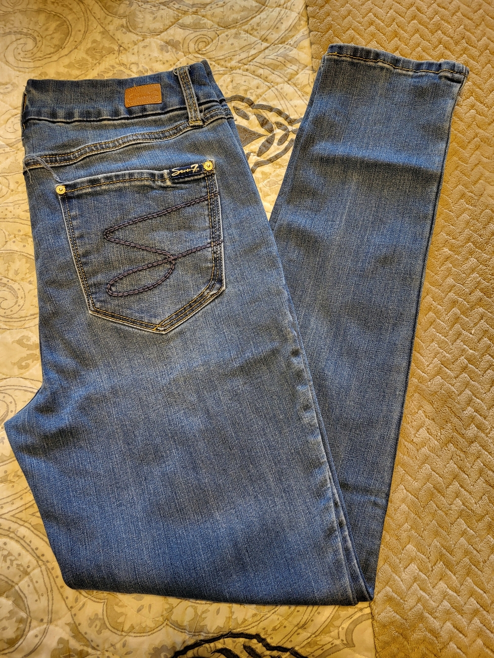 Seven7 Women's Blue Slim Straight Jeans